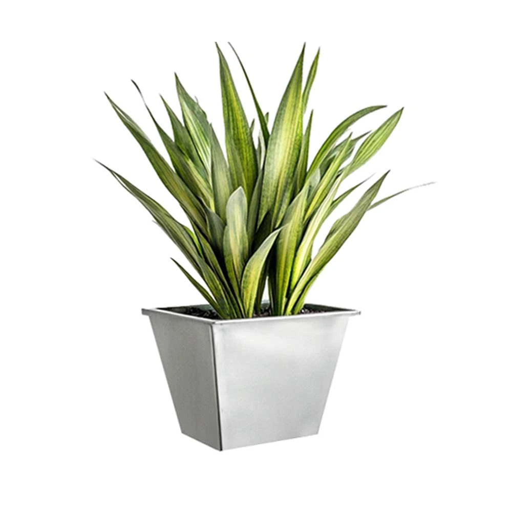 40cm Zinc Planter Tall Square Insert in Silver