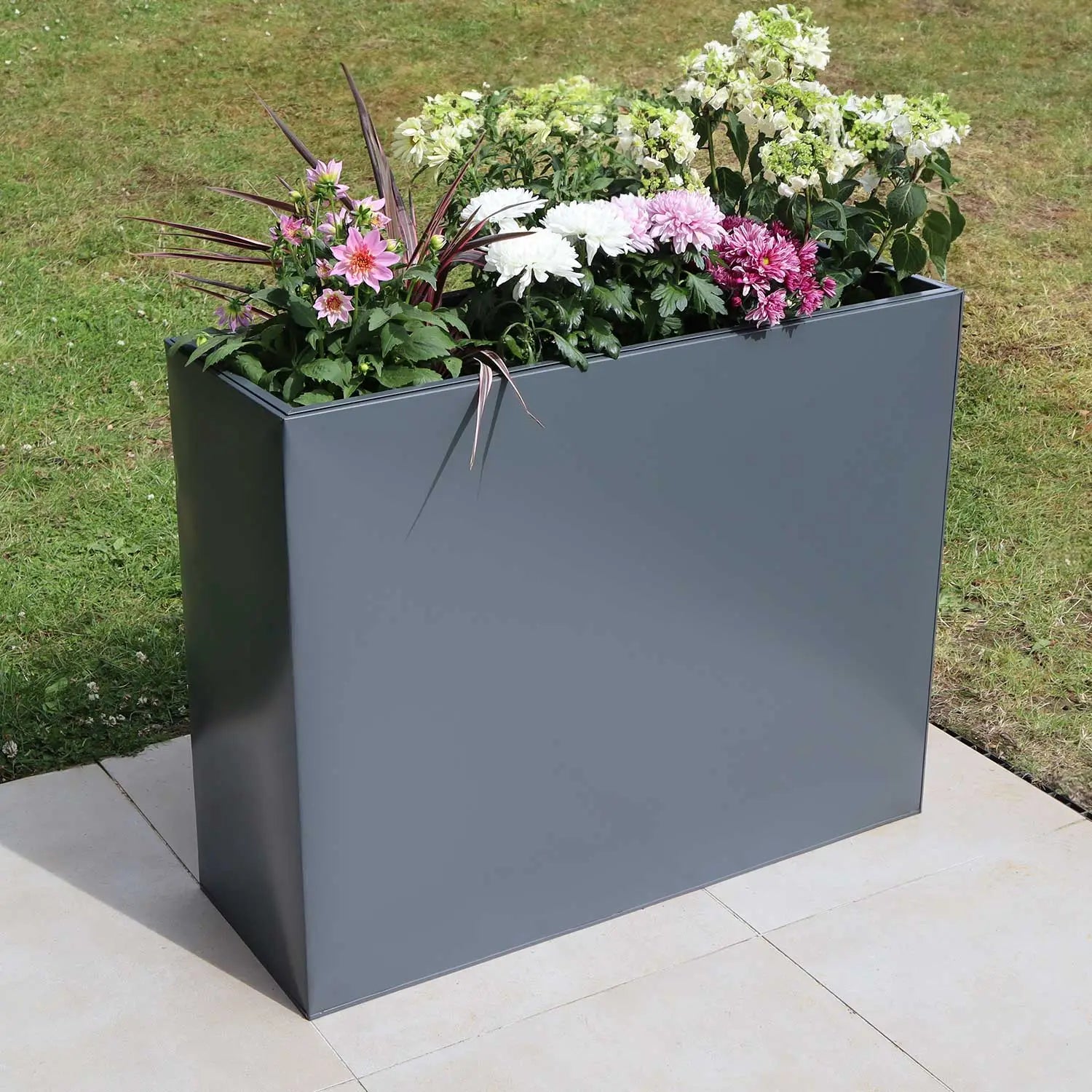 100cm Long Zinc Matte Grey 80cm Tall Trough Planter