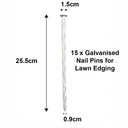 15 x Galvanised Nail Pins for 1 pack of Lawn Edging
