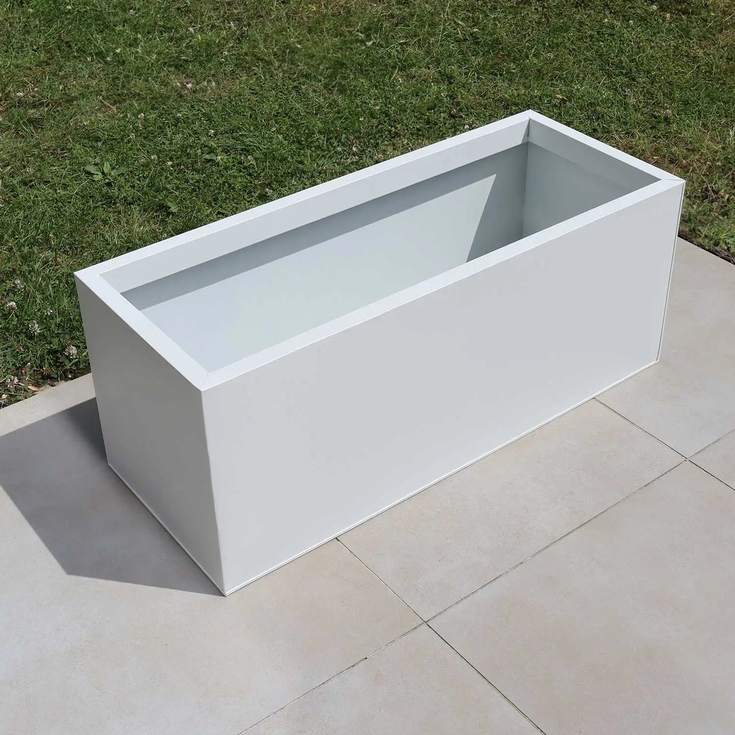 100cm Zinc Galvanised Matte White Trough Planter