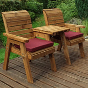 Teak Garden Furniture Burgundy Love Seat
