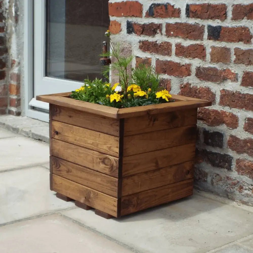 Large Garden Planters by Woven WOod 40cm Redwood Cube