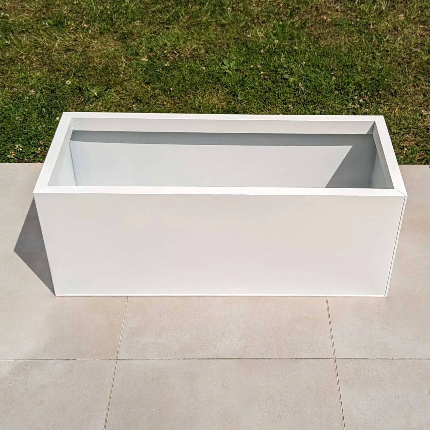 75cm Zinc Galvanised Matte White Trough Planter