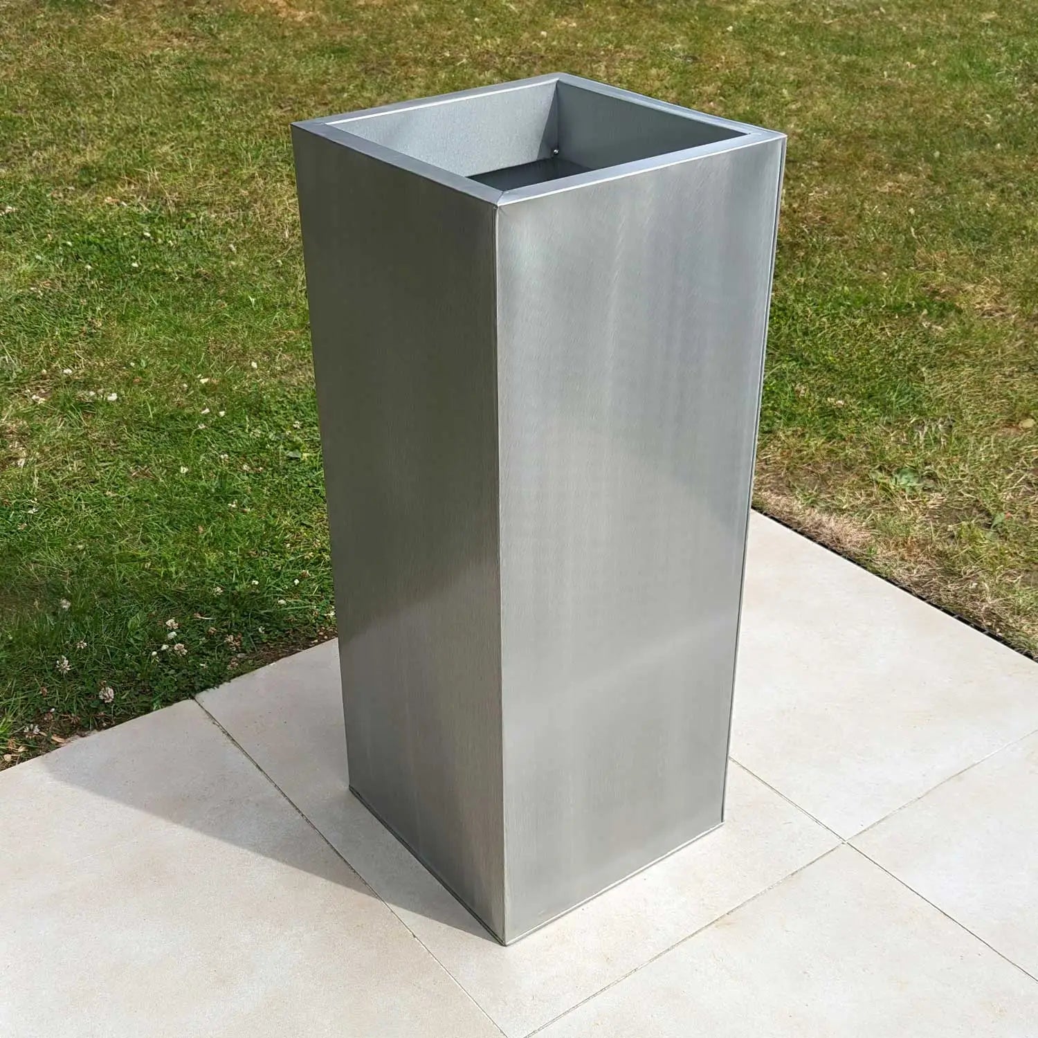 100cm Zinc Silver Tall Square Planter