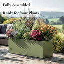 75cm Zinc Galvanised Sage Green Trough Planter