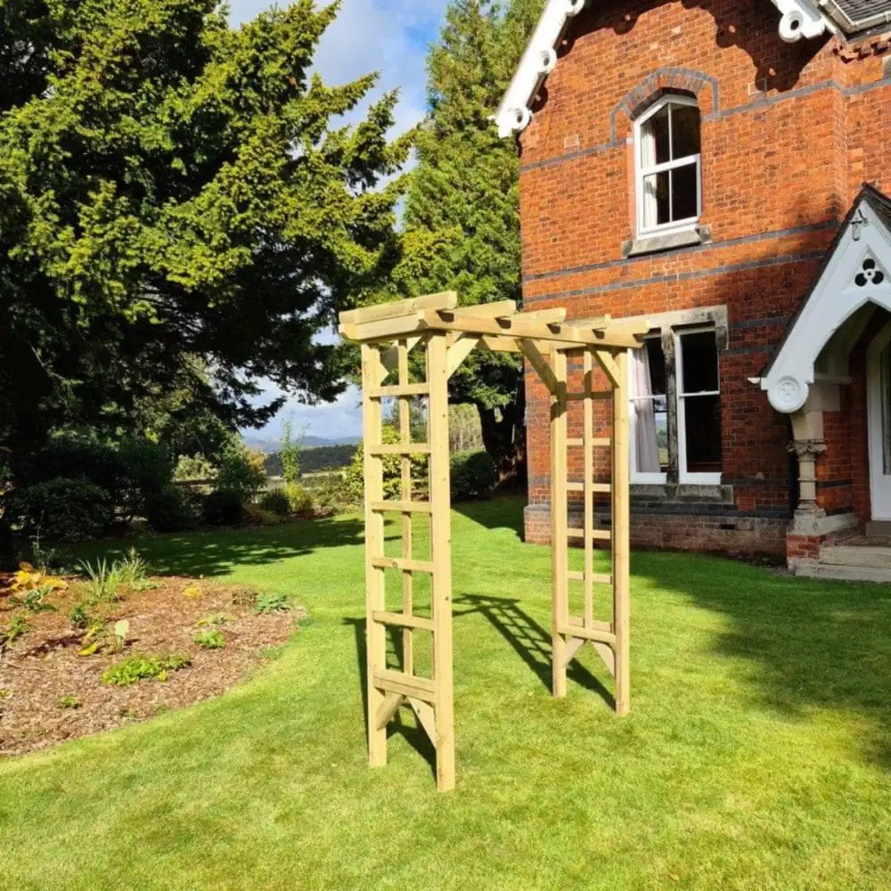 VidaXL Wooden Garden Arch Pergola – Farmhouse Style Canopy For Climbing Plants (80.3″H X 68.9″W)