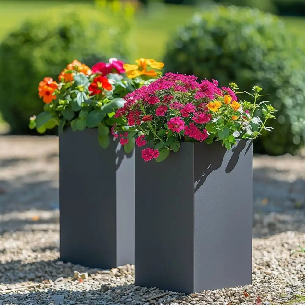 Large flower pot serving as a centerpiece, filled with lush foliage.