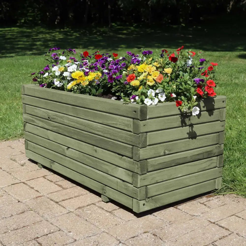 Large wooden trough planters are ideal for showcasing tall plants or creating a miniature garden.