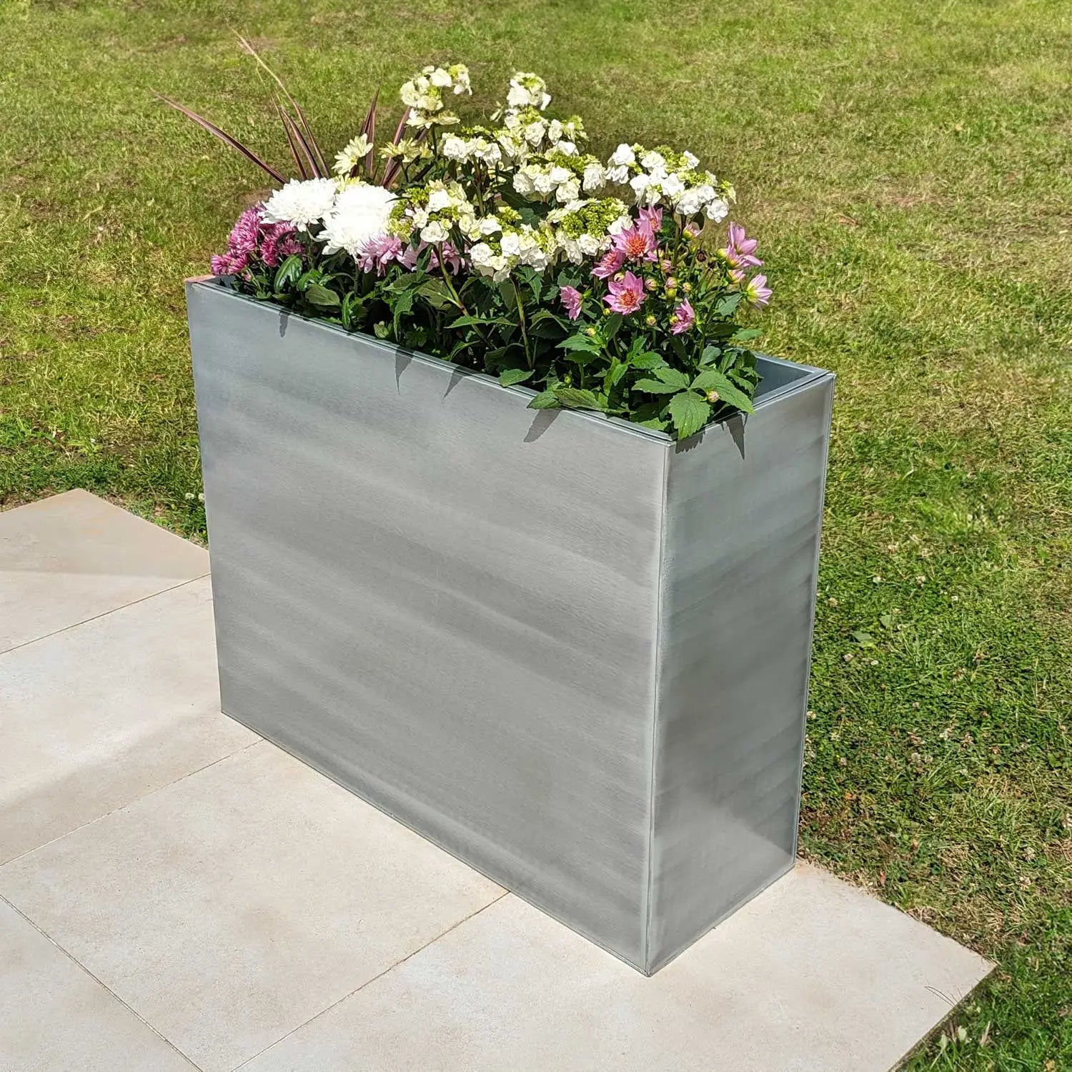 100cm Long Zinc Silver Galvanised 80cm Tall Trough Planter