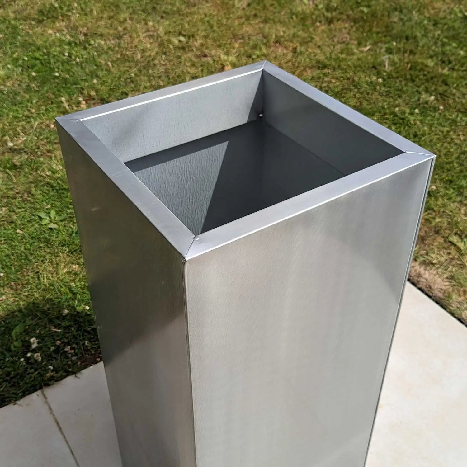 100cm Zinc Silver Tall Square Planter