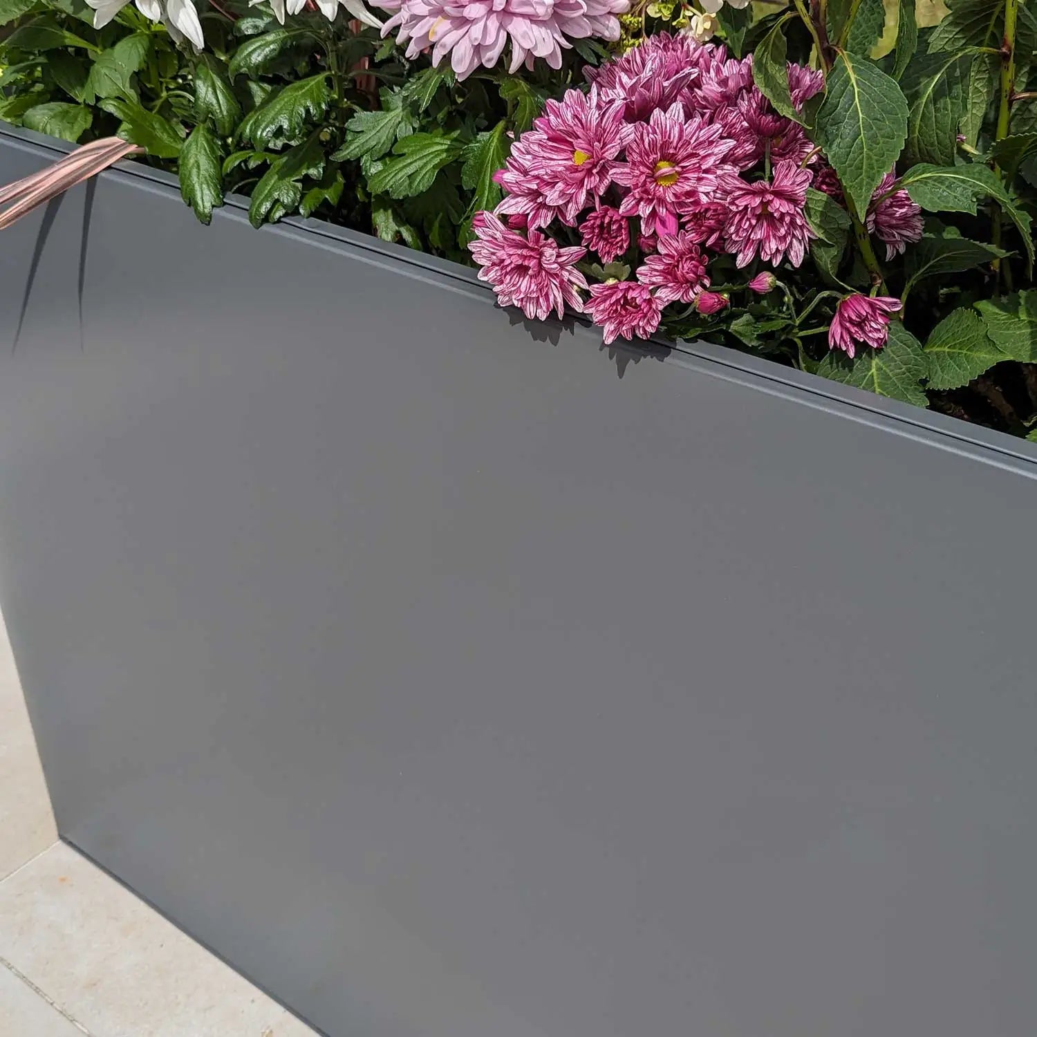 120cm Long Zinc Matte Grey 100cm Tall Trough Planter