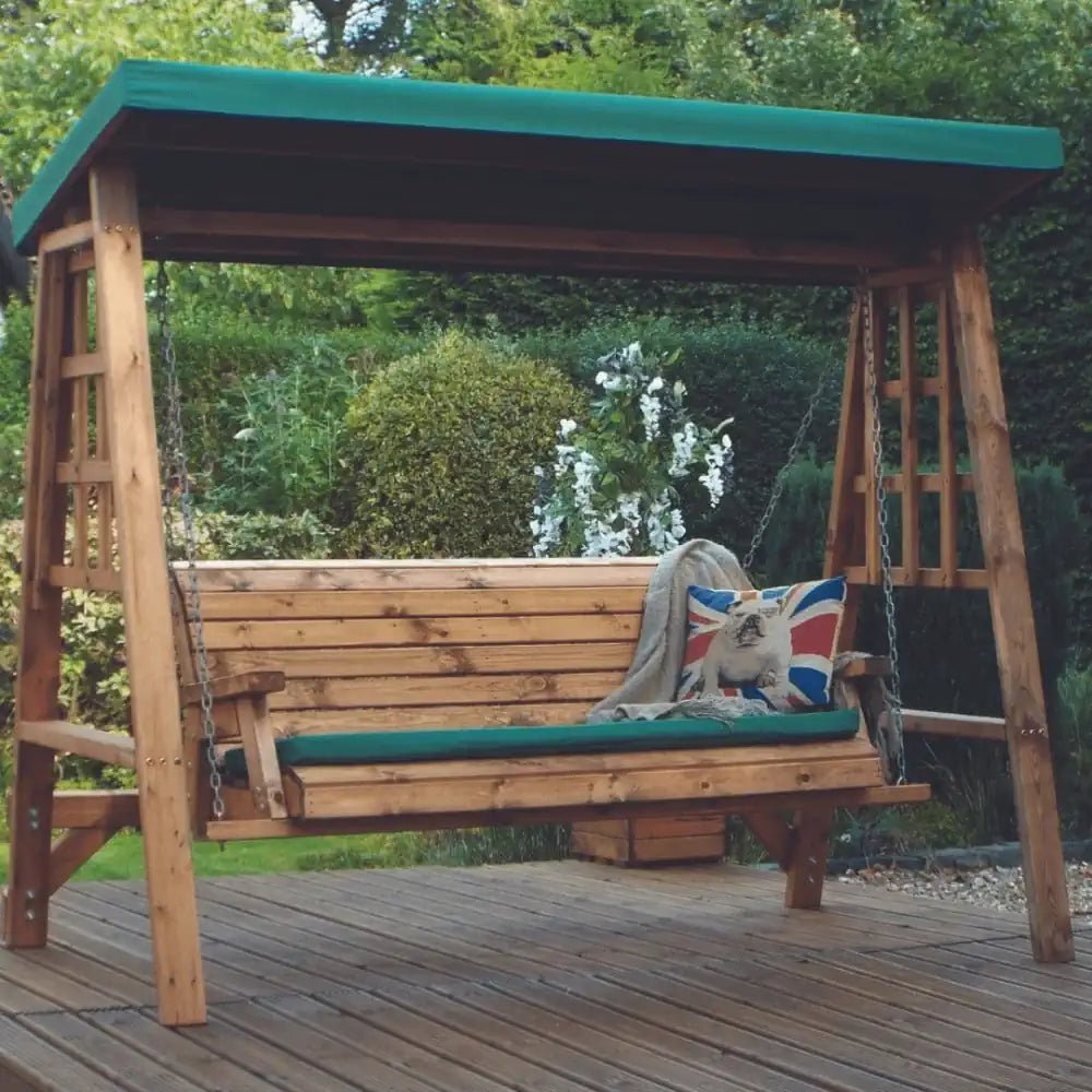 Three seater garden swing seat UK by Woven Wood