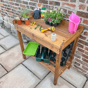 outdoor staging garden table woven wood