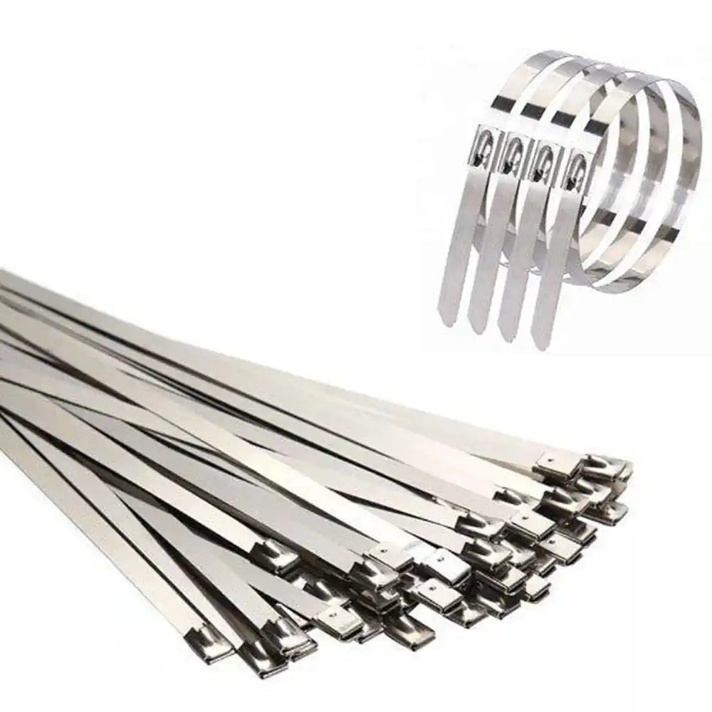 Pack of 100 Stainless Steel Cable Ties - Woven Wood