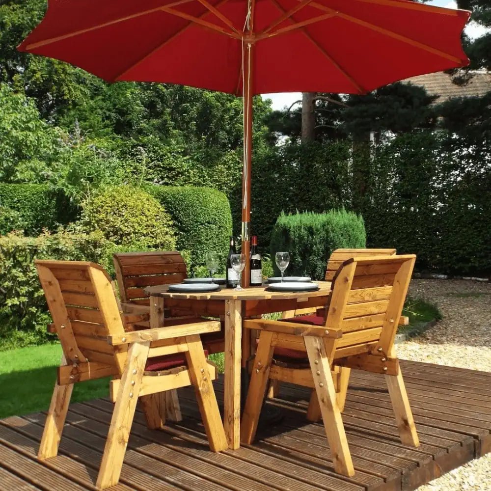 Elevate your garden with this beautiful wooden garden furniture set. This set is perfect for creating a relaxing and inviting outdoor space. 