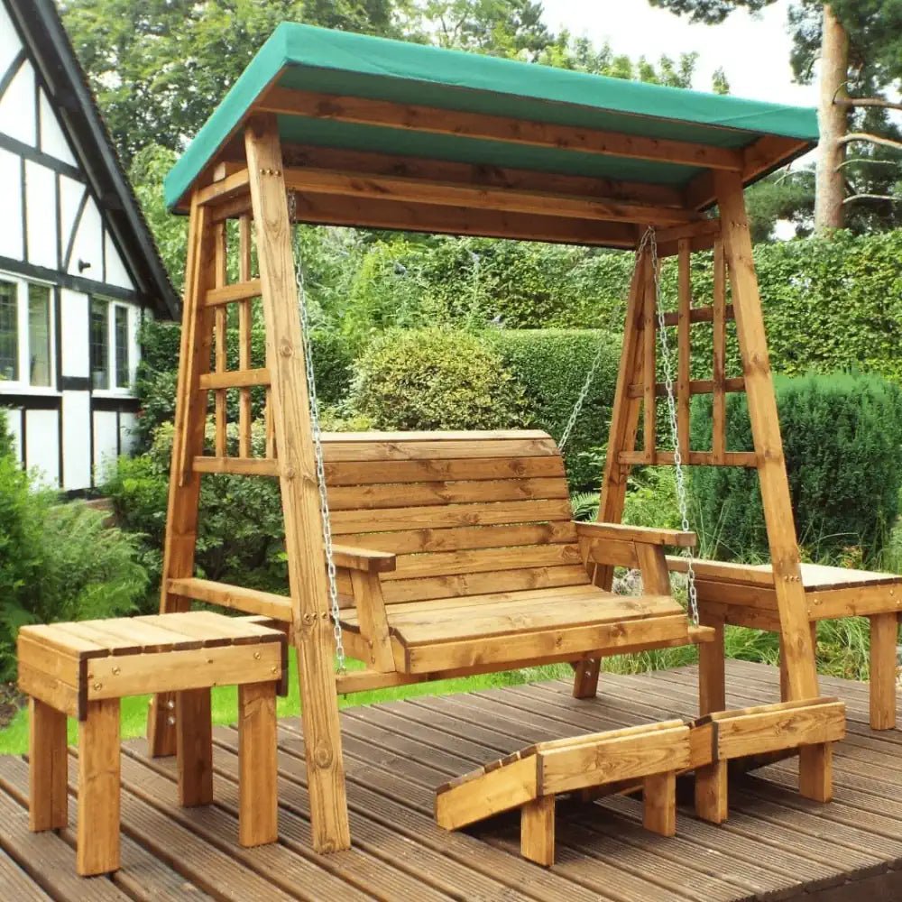 Sway gently in the breeze on this traditional garden swing seat, crafted from durable wood.