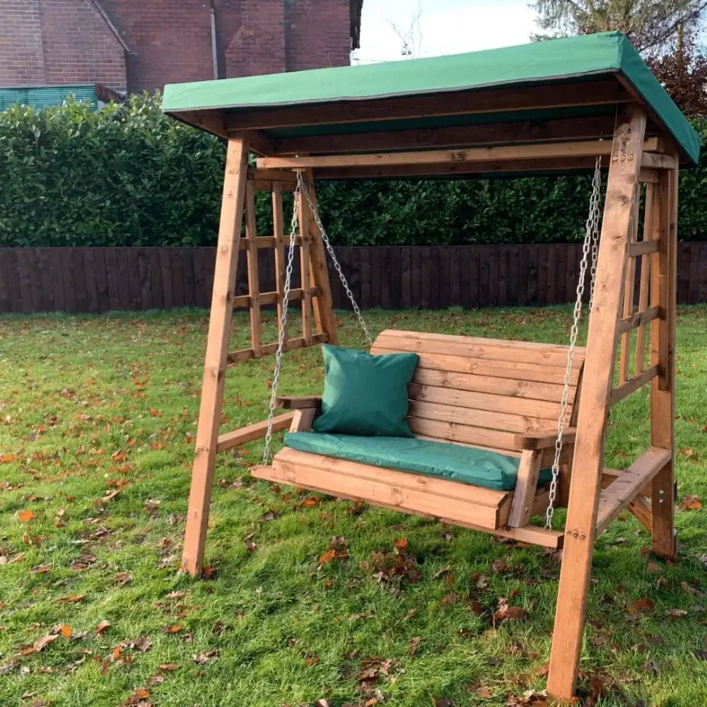 Create a cozy reading nook in your garden with this comfortable wooden swing seat.