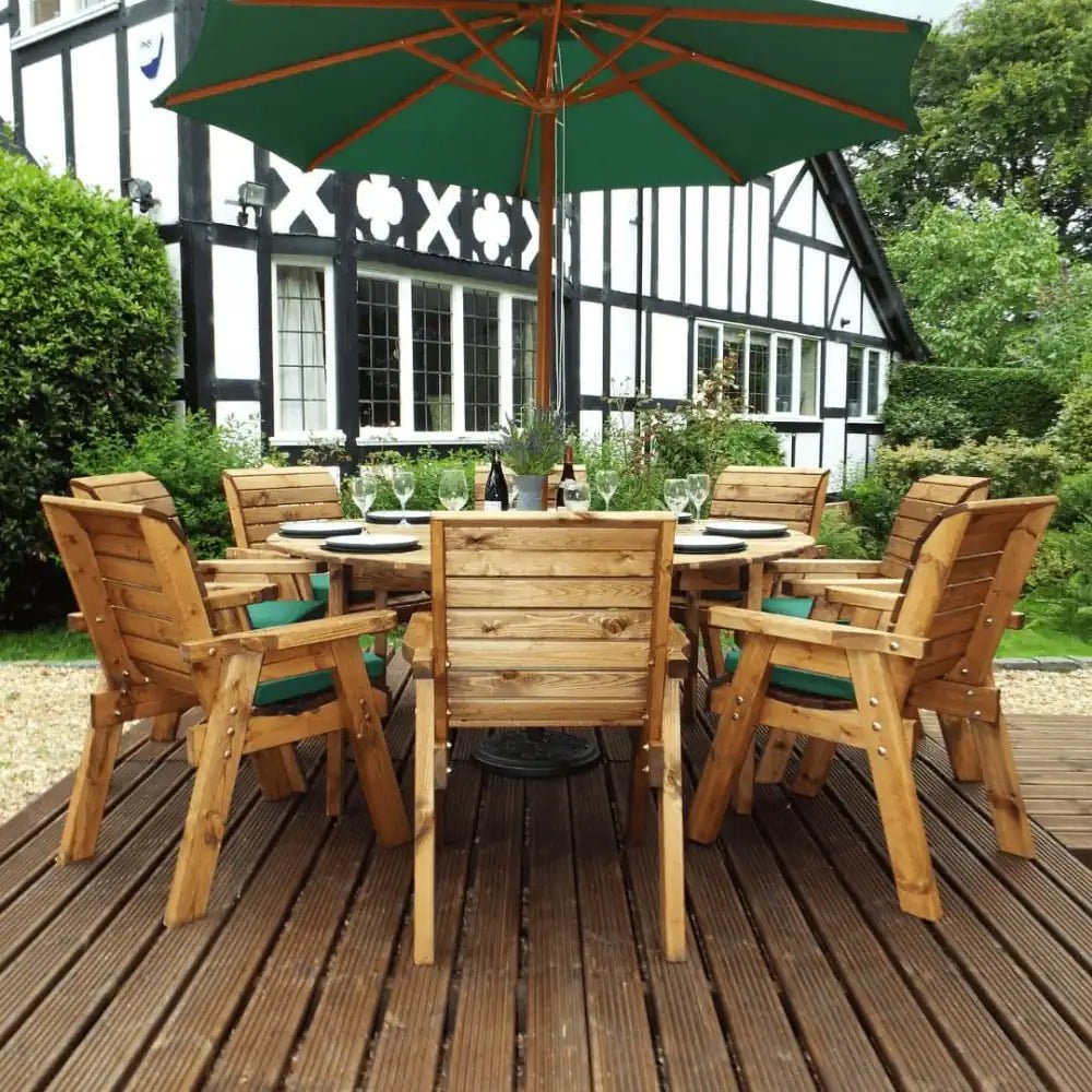 Enjoy countless outdoor meals and conversations with this versatile patio table and chairs set, ideal for seating up to 8 people.
