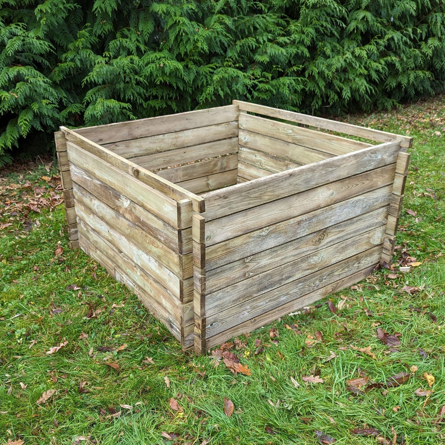 Premium woven wood compost bins pressure finished in a large size