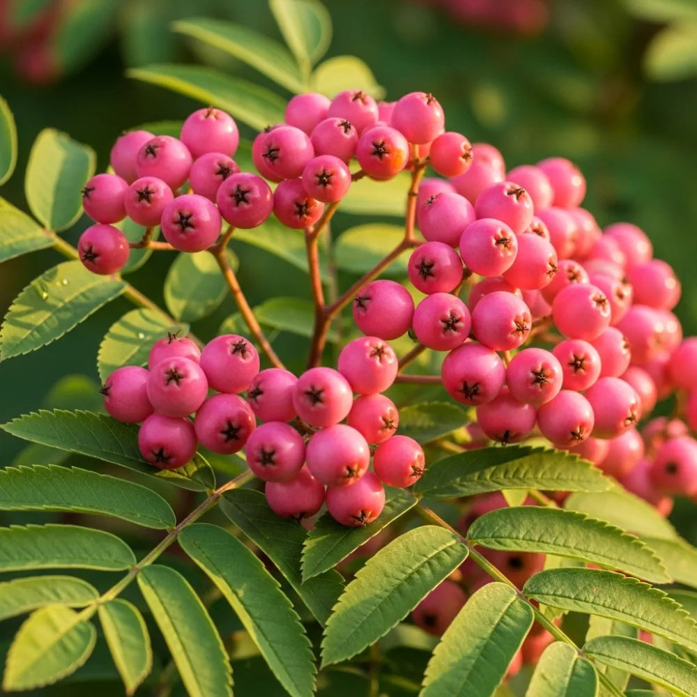 10ft Half-Standard 'Pink Pagoda' Mature Mountain Ash Tree | 6/8cm Girth | Grown in 40L Airpot