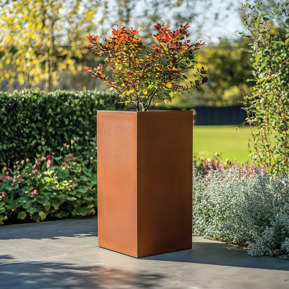 DAMAGED (READ DESCRIPTION) 75cm Zinc Galvanised Copper Finish Tall Square Planter
