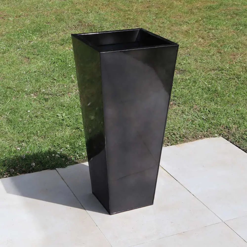 90cm Zinc Platinum Black Tall Tapered Tree Planter