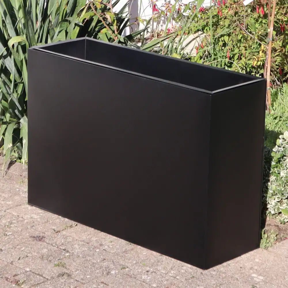 Matte Black Tall Trough Planters with an Insert