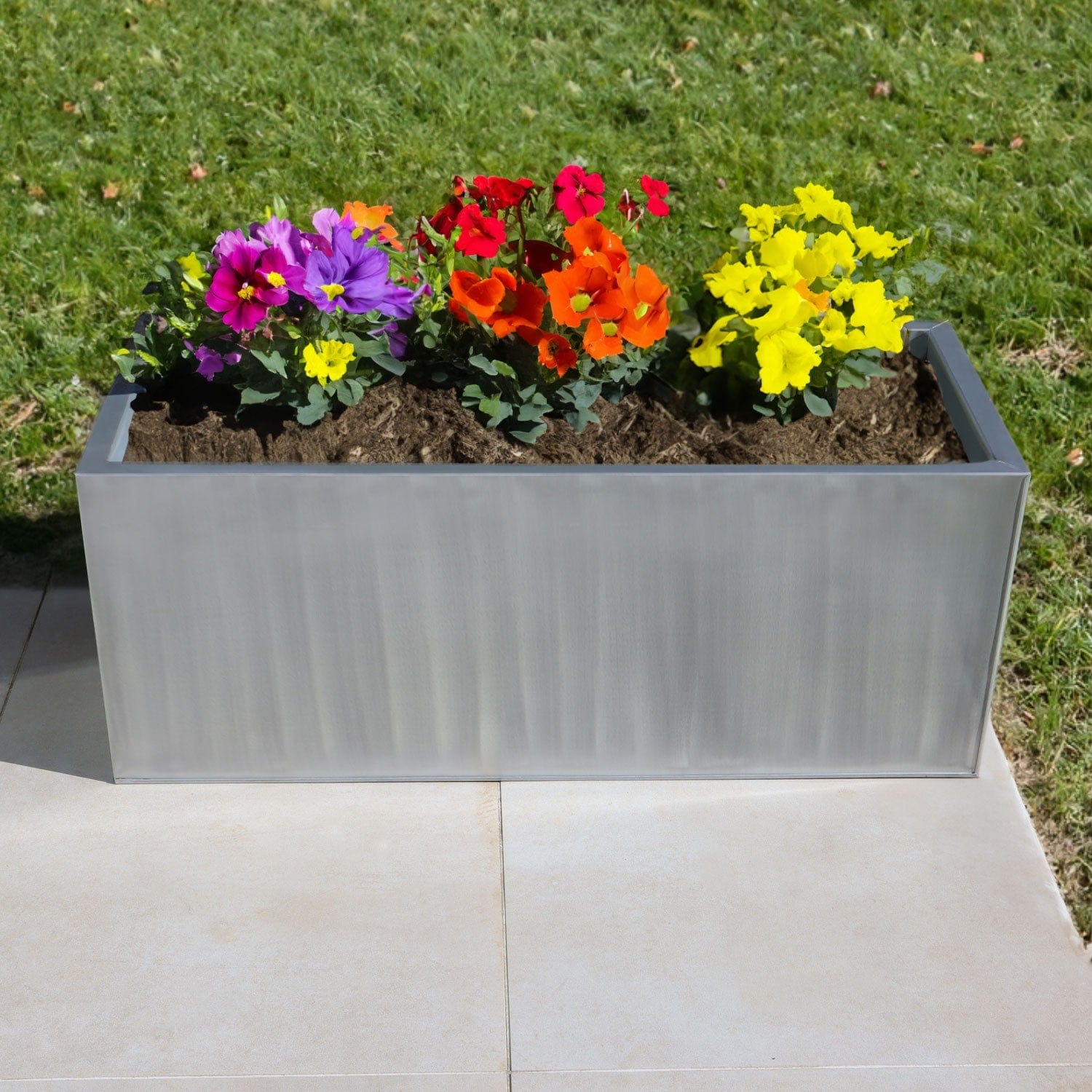 Premium high quality brushed silver trough planter