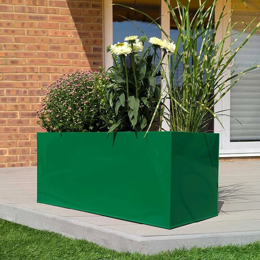 LIMITED EDITION 100cm Zinc Galvanised Green Trough Planter