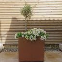 50cm Corten Steel Cube Planter with Feet - Pre-Rusted