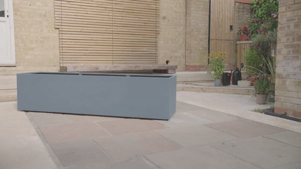 Flatpacked zinc galvanised trough planter matte grey assembly video