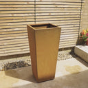70cm Corten Steel Tall Tapered Square Planter with Insert & Feet - Pre-Rusted