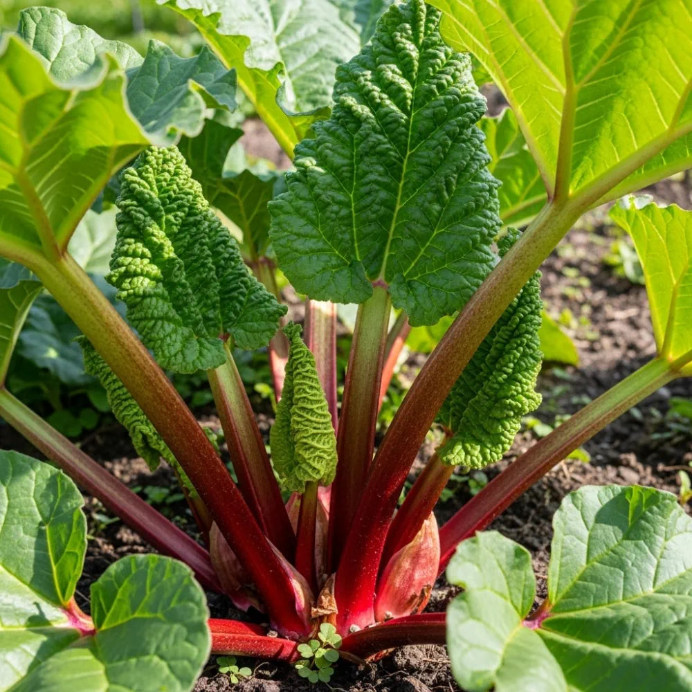 Raspberry Red' Rhubarb Plant | 3L Pot – Woven Wood