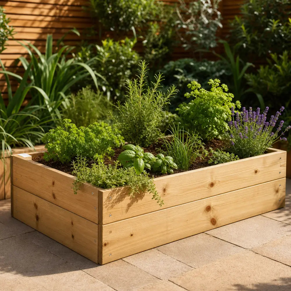 Premium Rectangular Wood Raised Bed – Woven Wood