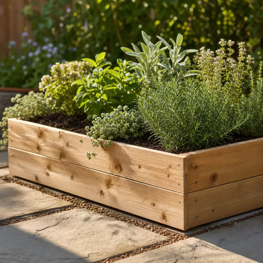 Premium Rectangular Wood Raised Bed – Woven Wood