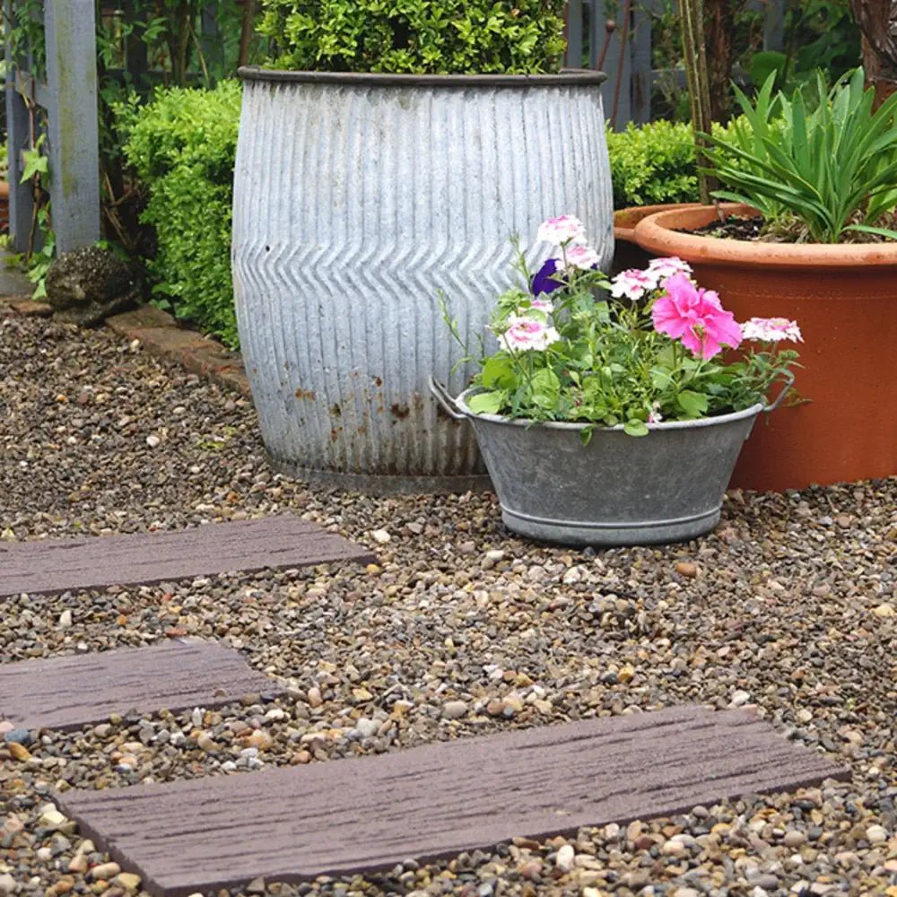 Rubber Step Stone Garden Path from Woven Wood