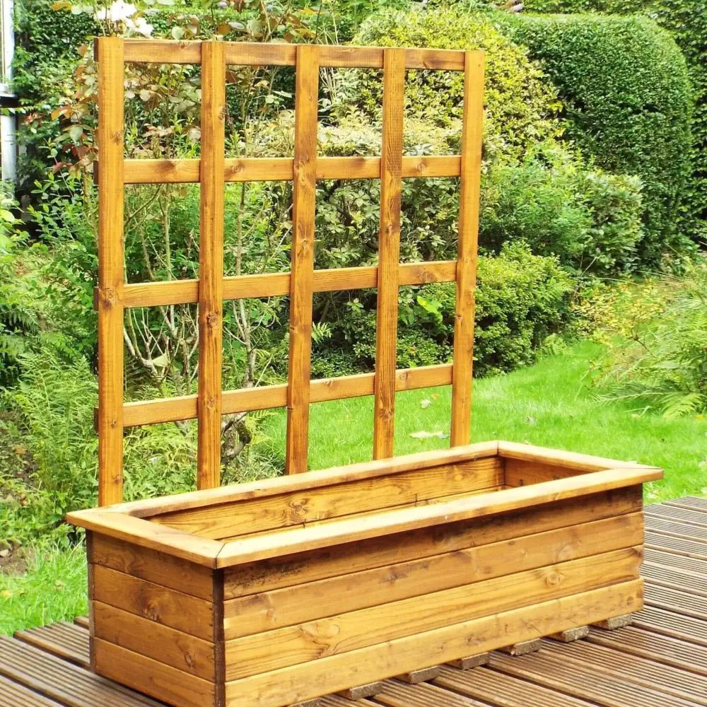 Wooden Planter with trellis made from premium redwood