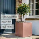 40cm Zinc Galvanised Brushed Rose Gold Finish Square Planter