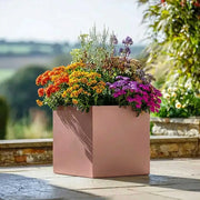 60cm Zinc Galvanised Brushed Rose Gold Finish Square Planter