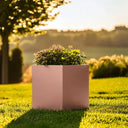 40cm Zinc Galvanised Brushed Rose Gold Finish Square Planter