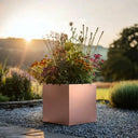 30cm Zinc Galvanised Brushed Rose Gold Finish Square Planter