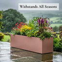 120cm Zinc Galvanised Rose Gold Finish Trough Planter