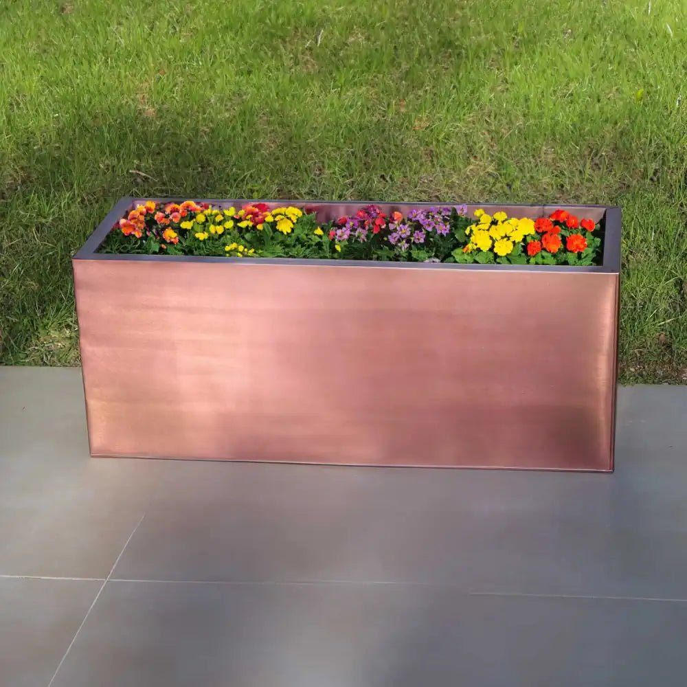 120cm Zinc Rose Gold Finish Trough Planter