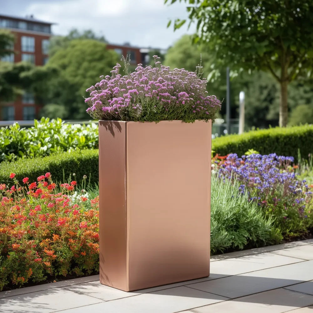 75cm Long Zinc Galvanised Rose Gold 90cm Tall Trough Planter