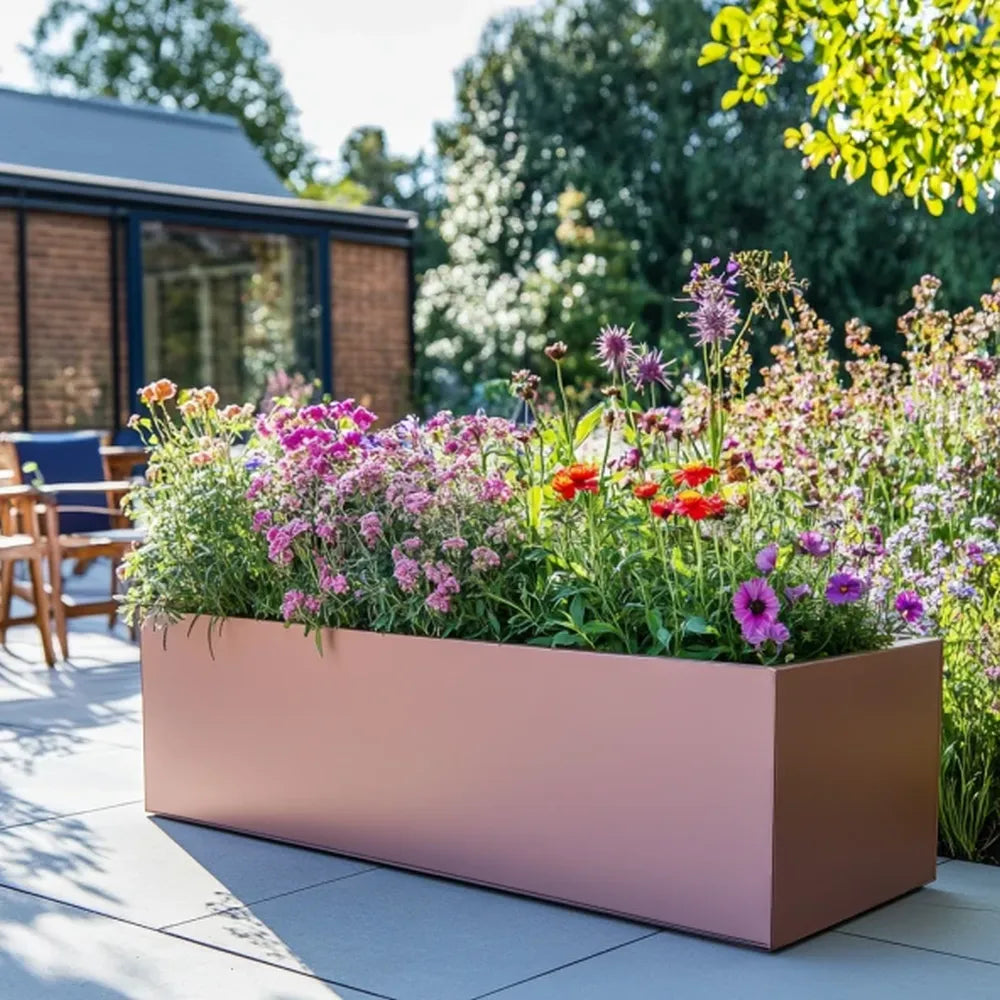 75cm Zinc Galvanised Rose Gold Finish Trough Planter