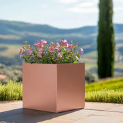 30cm Zinc Galvanised Brushed Rose Gold Finish Square Planter