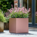 30cm Zinc Galvanised Brushed Rose Gold Finish Square Planter