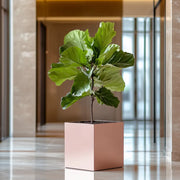 50cm Zinc Galvanised Brushed Rose Gold Finish Square Planter