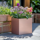 30cm Zinc Galvanised Brushed Rose Gold Finish Square Planter