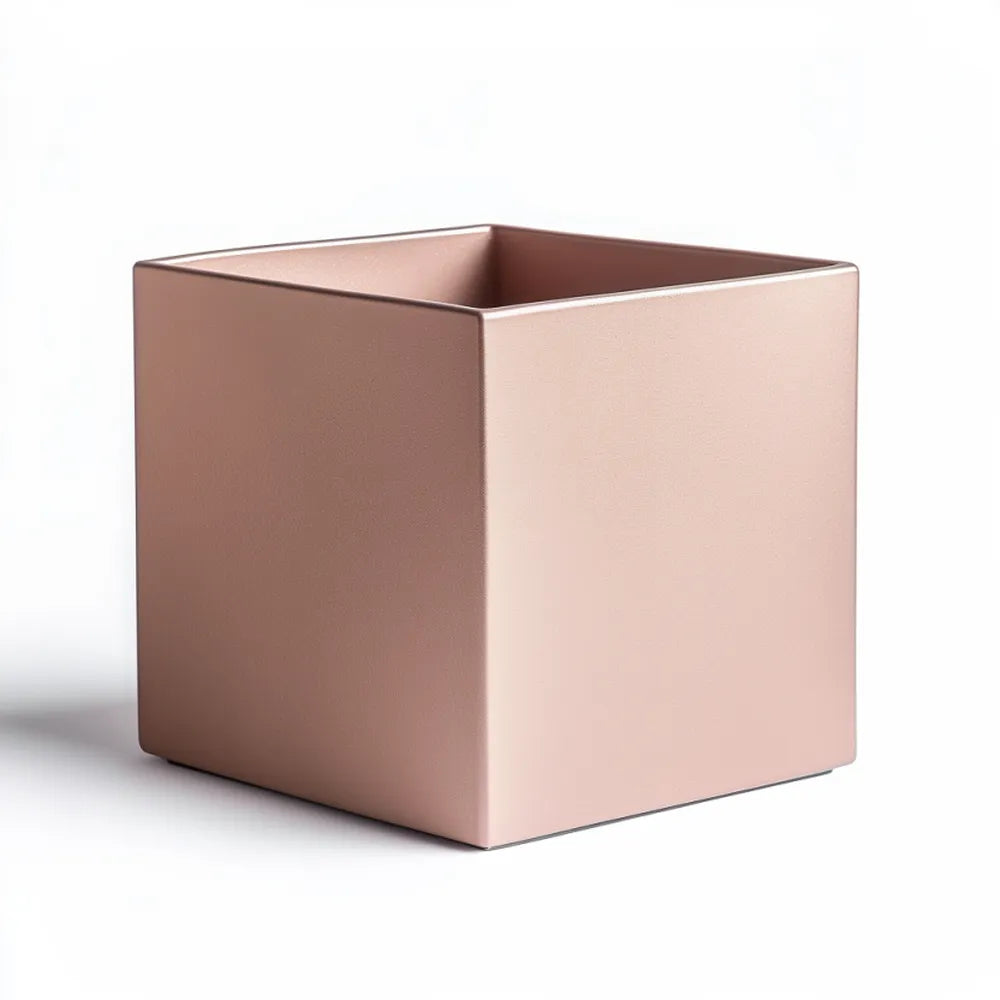 60cm Zinc Galvanised Brushed Rose Gold Finish Square Planter